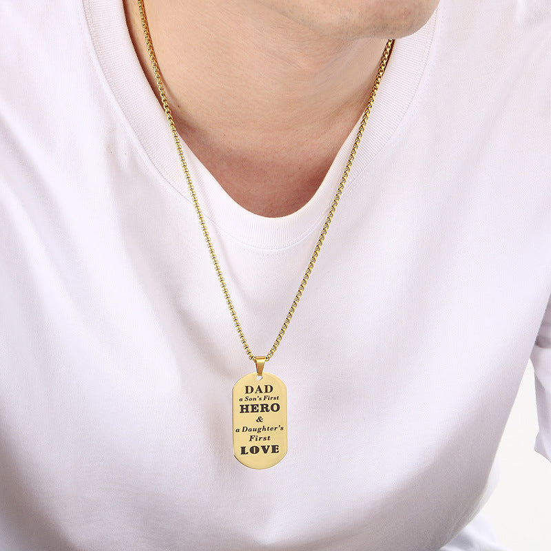 Dad Hero Stainless Steel Pendant Fathers Day Gift For Men
