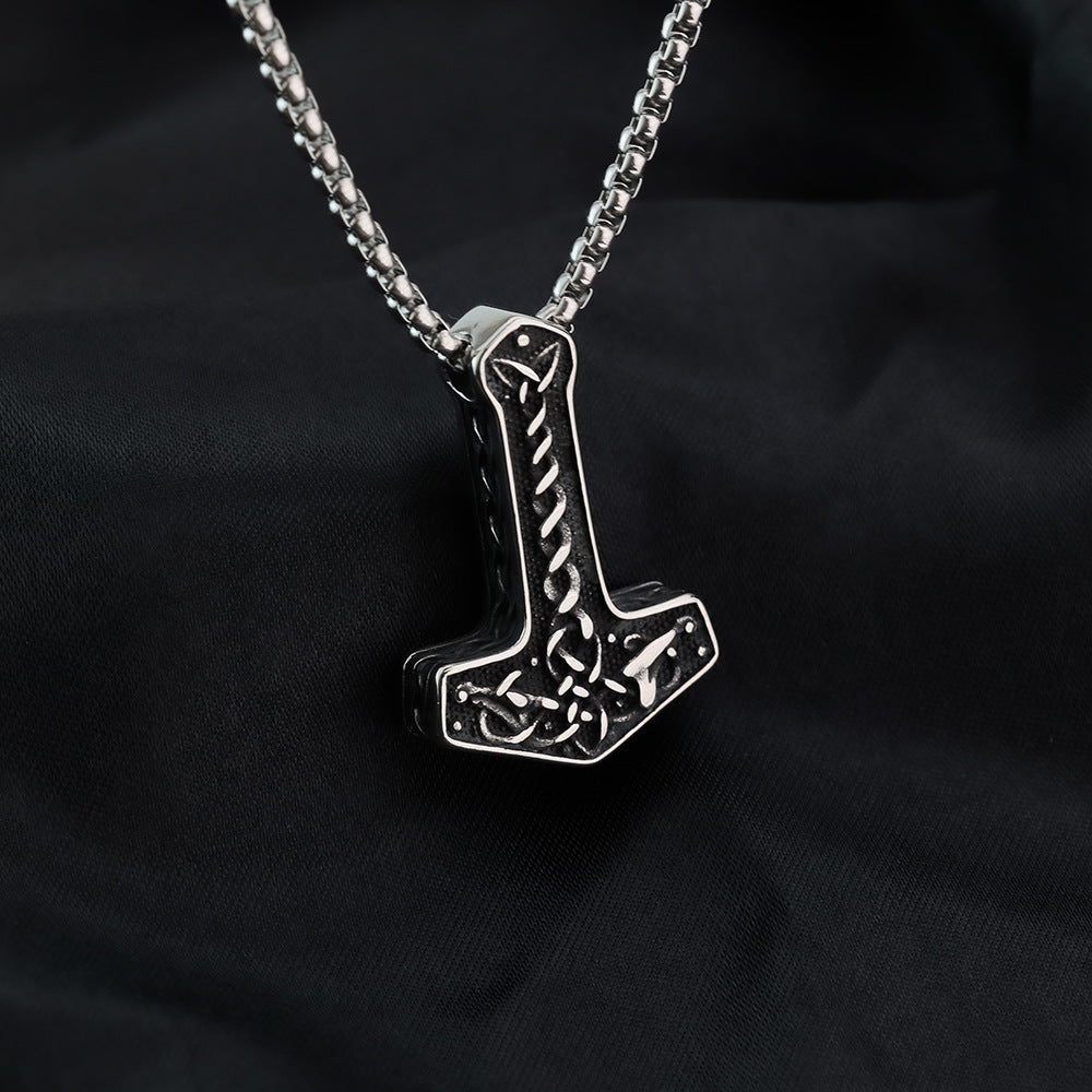 Planderful Stainless Steel Pendant For Men Vintage Viking Anchor With Double Sided Celtic Raven Knot