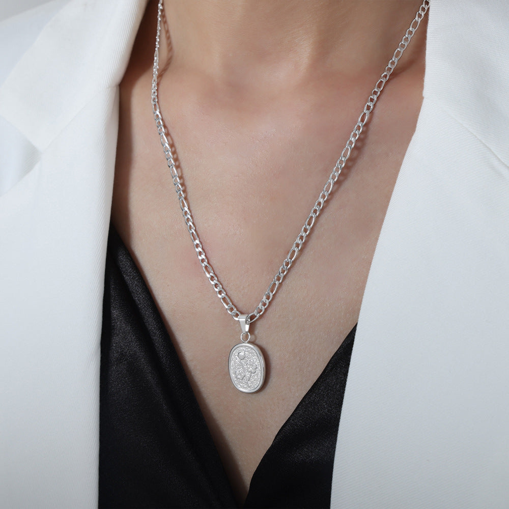 Elegant Titanium Steel Floral Pendant Necklace for Women