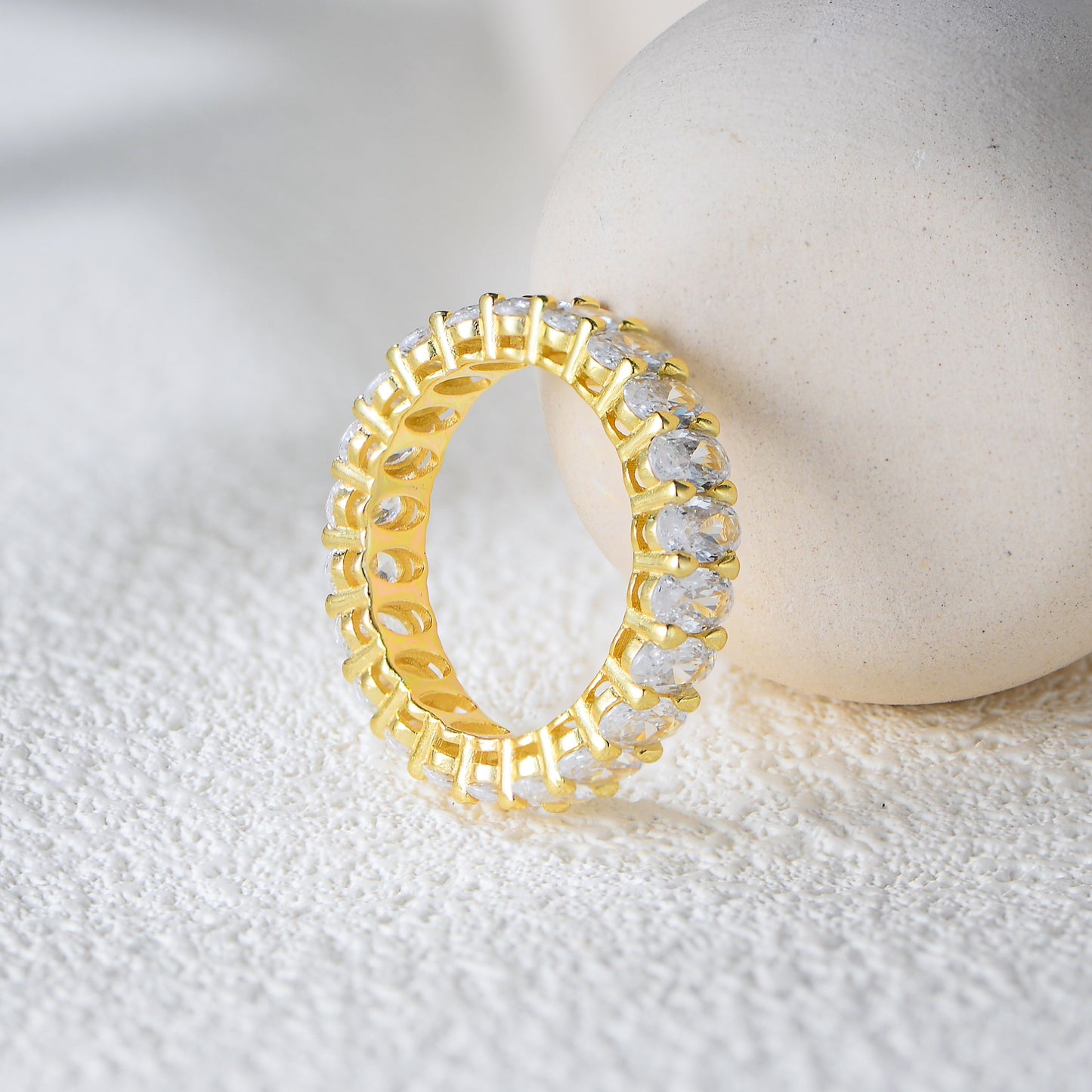 Planderful S925 Sterling Silver Zircon Ring For Women Oval Row Stones Light Luxury European Style