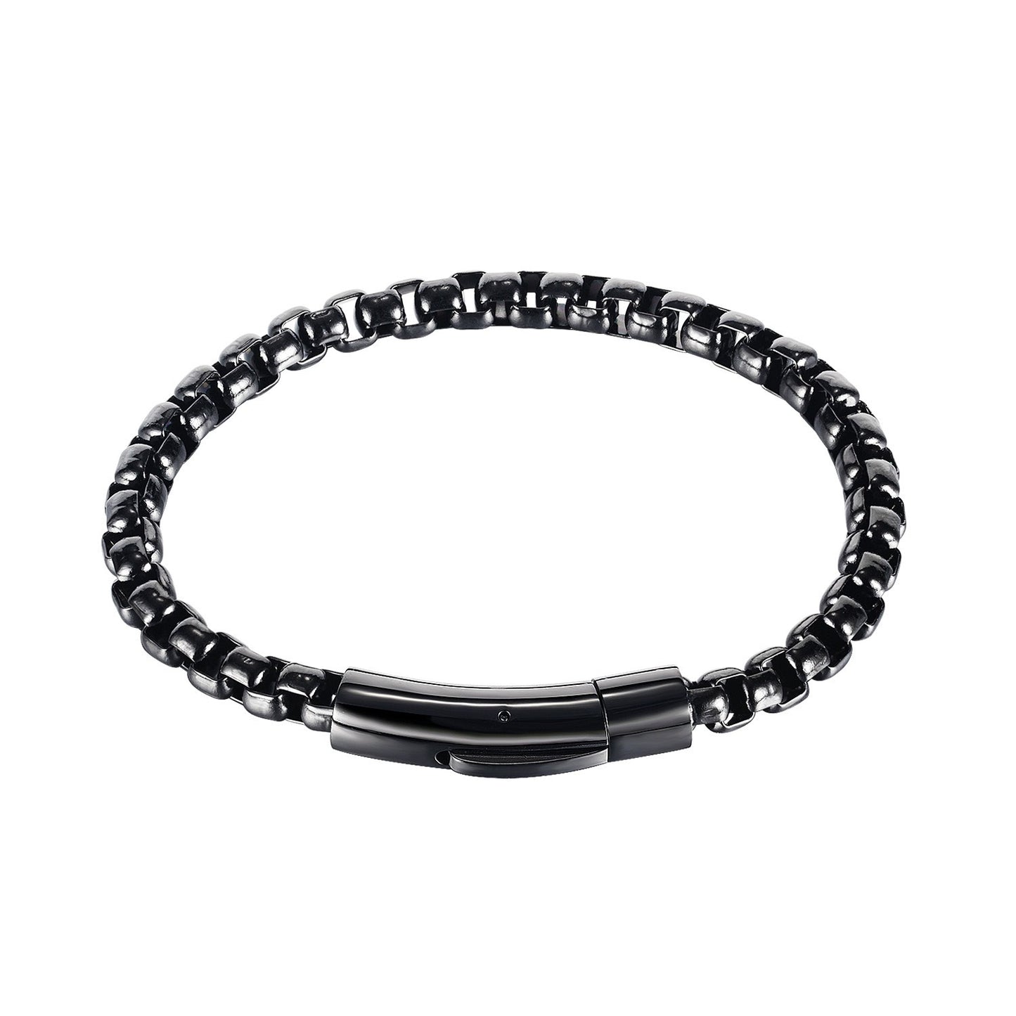 Planderful Titanium Steel Bracelet For Men With Magnet Buckle Square Pearl Chain Retro High End Hip Hop Jewelry