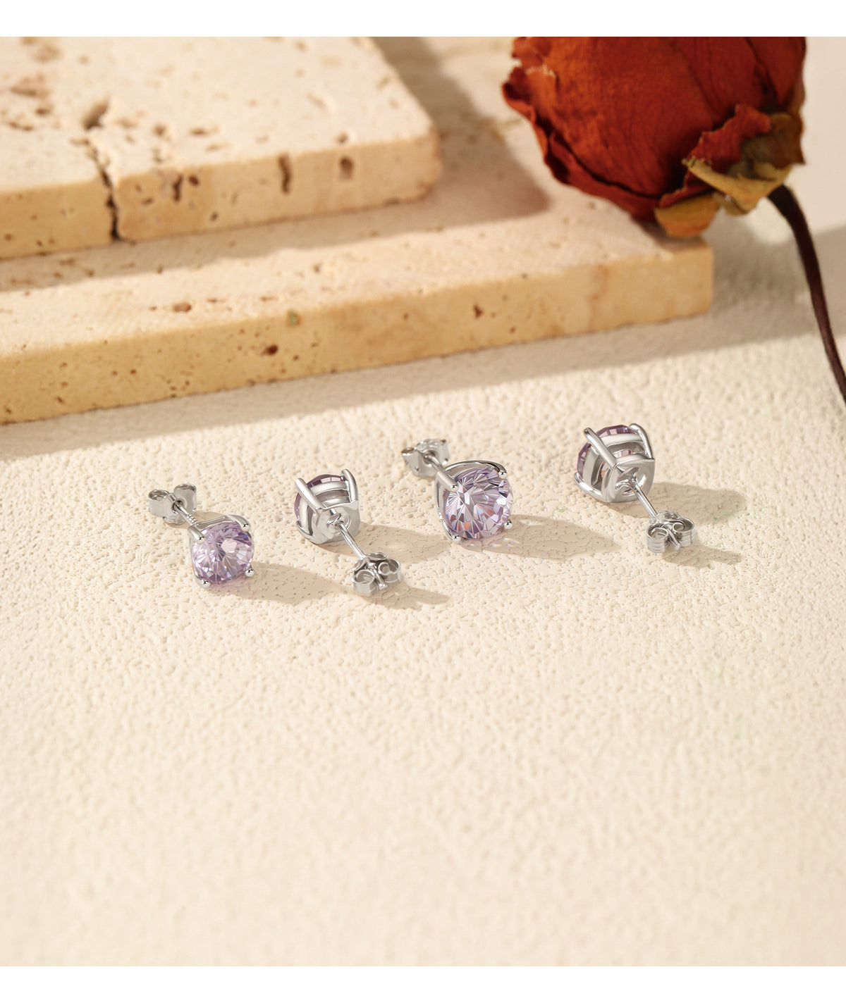925 Sterling Silver Lavender Fireworks-Cut Earrings