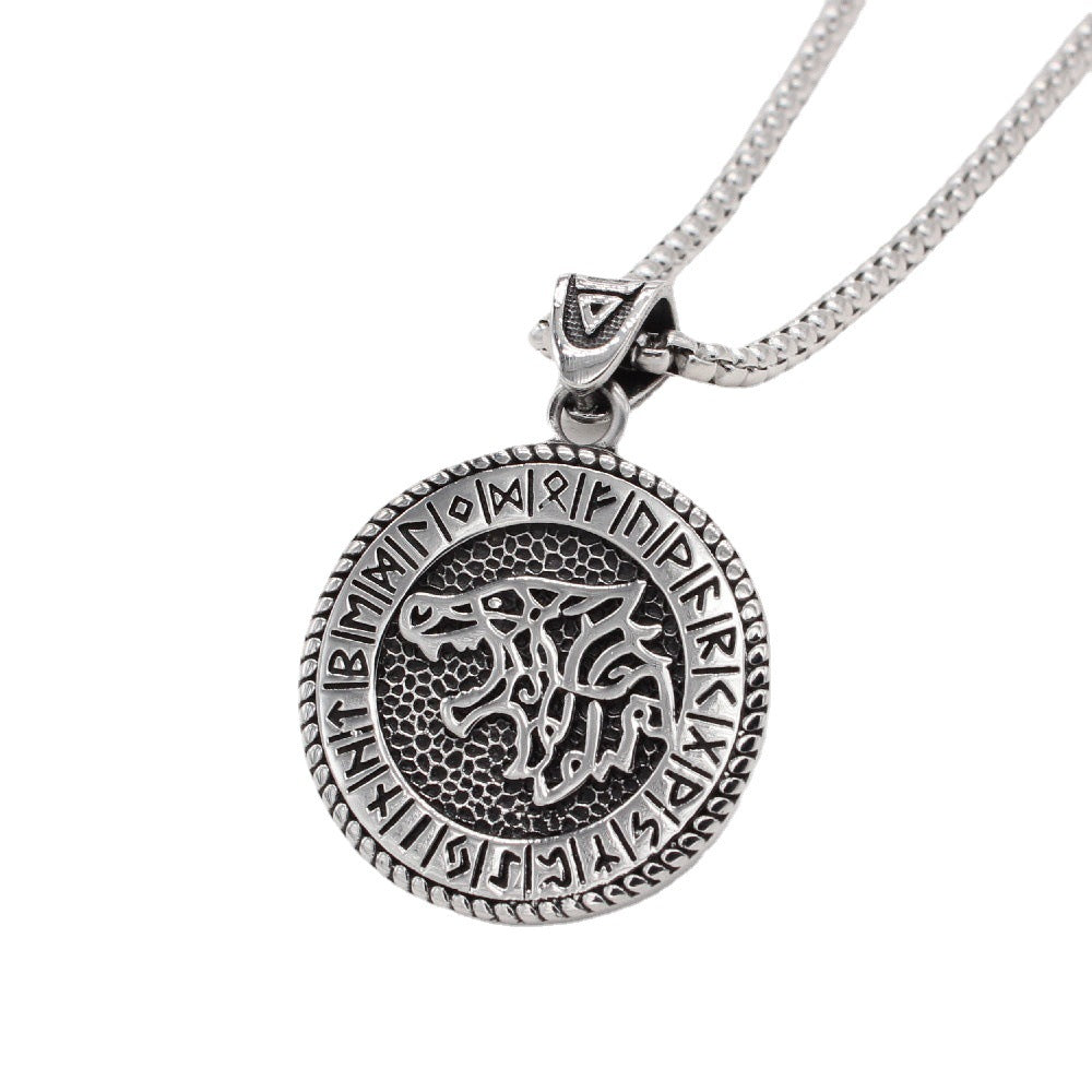 Planderful Viking Direwolf Pendant Necklace Titanium Steel Unisex Protection Statement Jewelry
