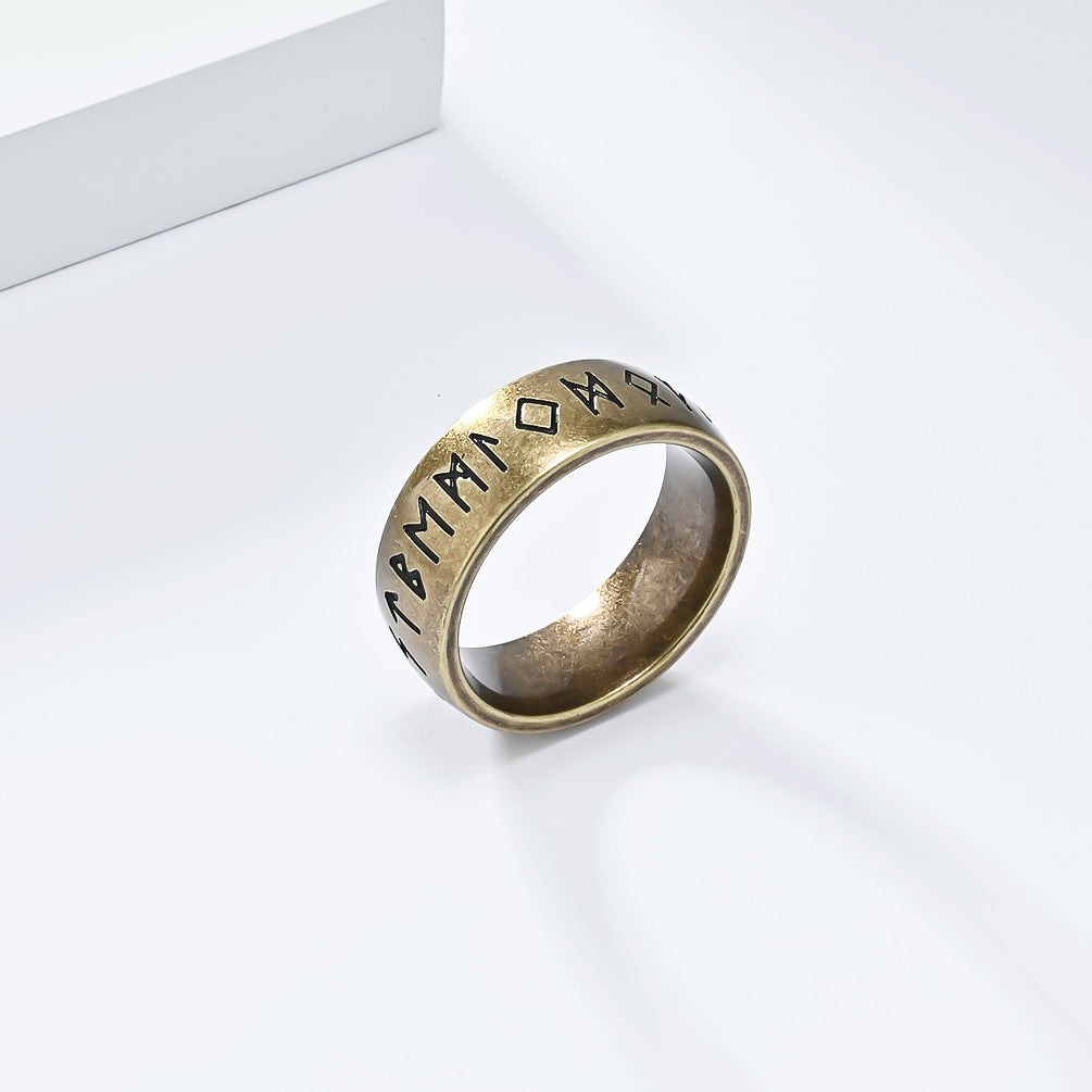 Planderful Viking Ring Luhn Rune Titanium Steel Band For Men Bold Neutral Style Everyday Genie