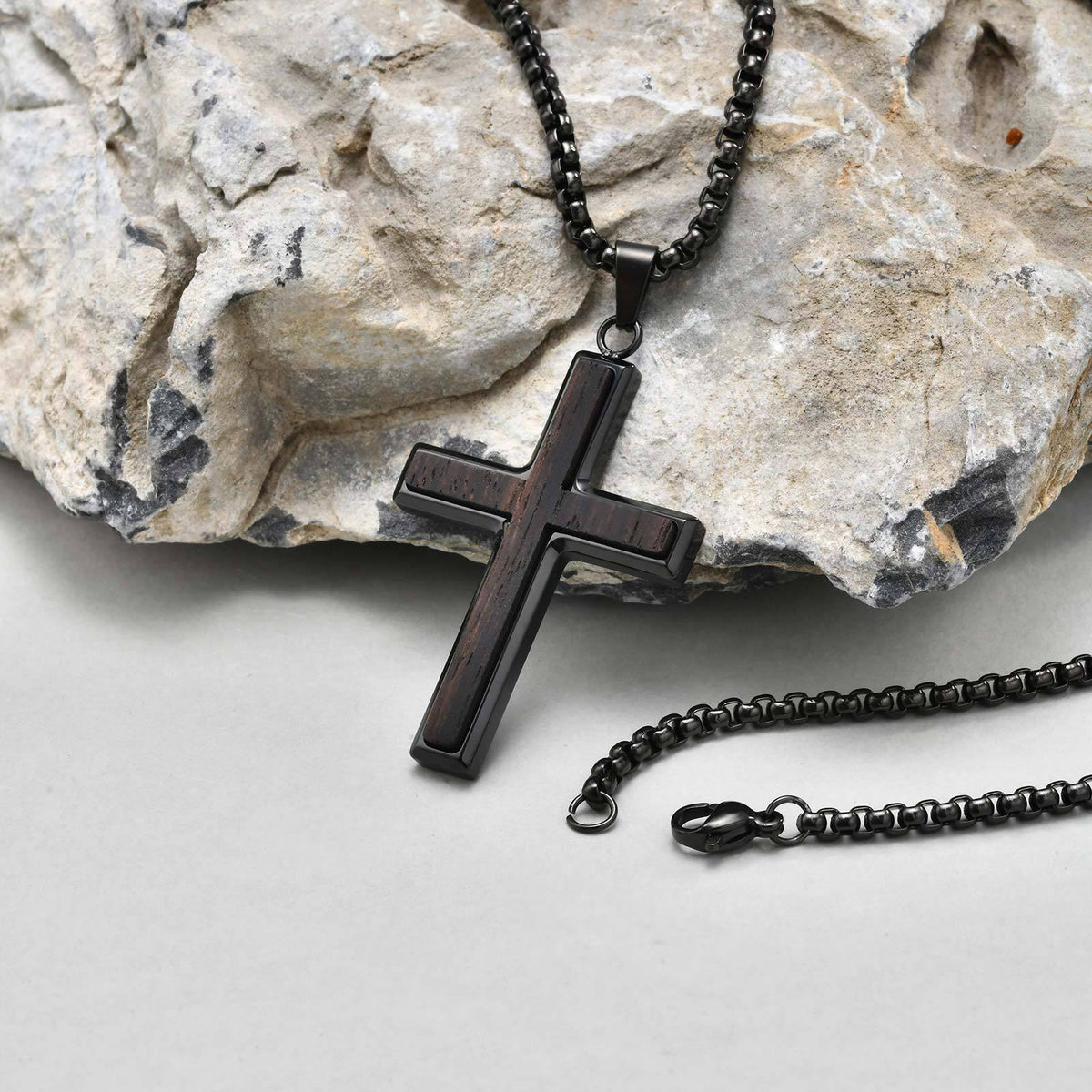 Ebony Cross Pendant — With or Without Chain