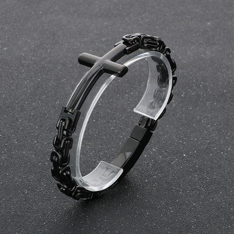Planderful Men Cross Bracelet Retro Byzantine Titanium