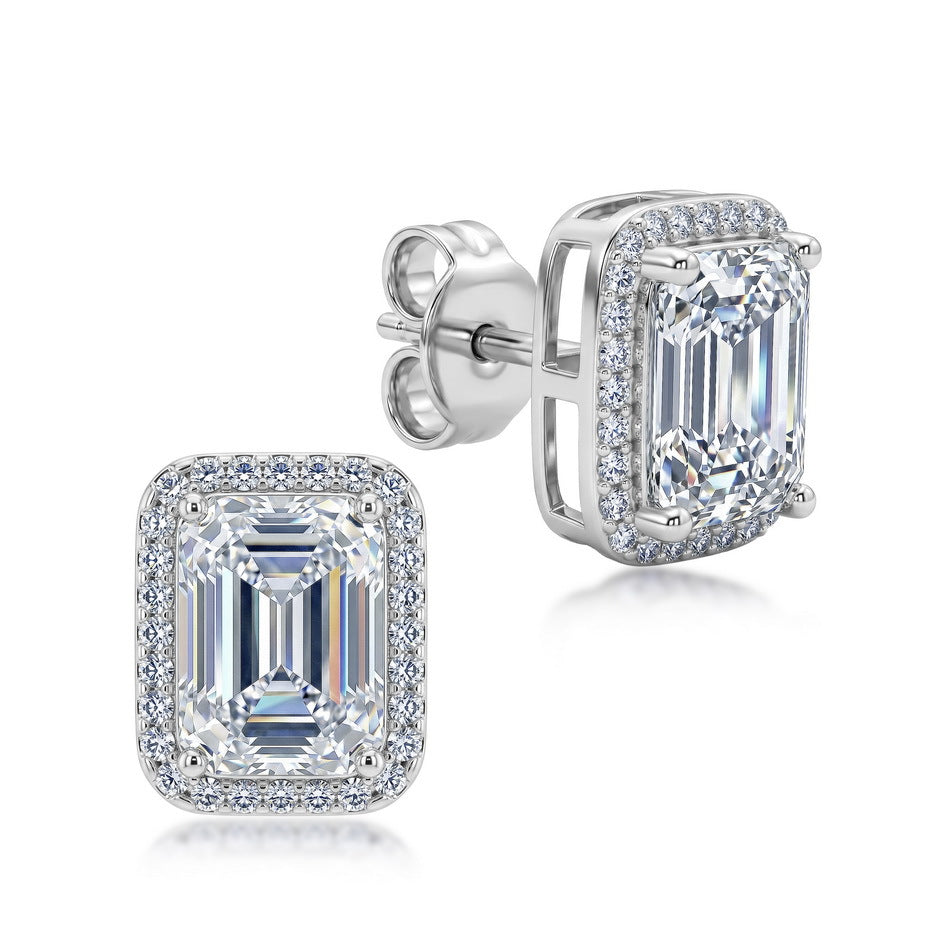 S925 Sterling Silver Moissanite Geometric Stud Earrings