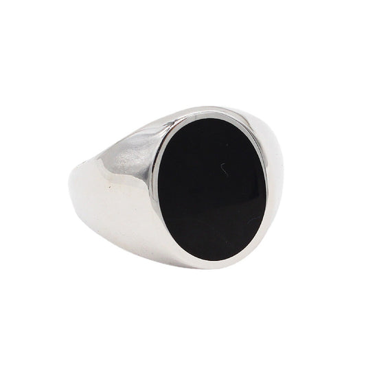 Fashionable Men's Titanium Steel Ring with Oval Drip Glue