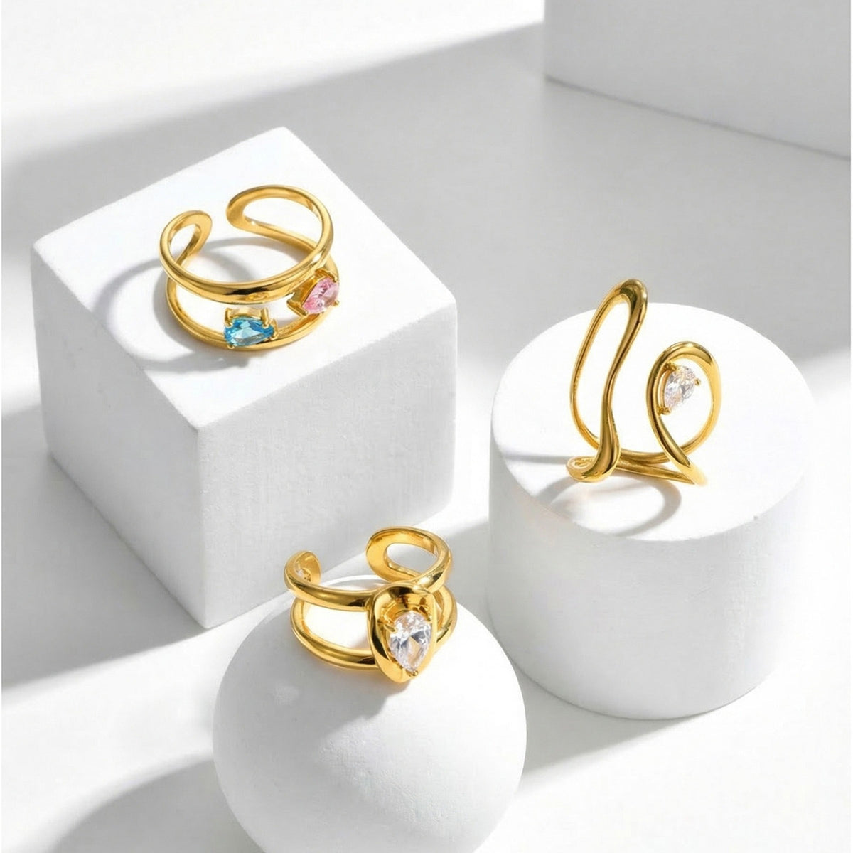 Version Of Design Blogger With Stainless Steel Double Zircon Open Ring