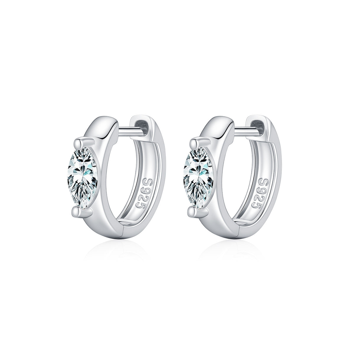 925 Sterling Silver Marquise Moissanite Hoops