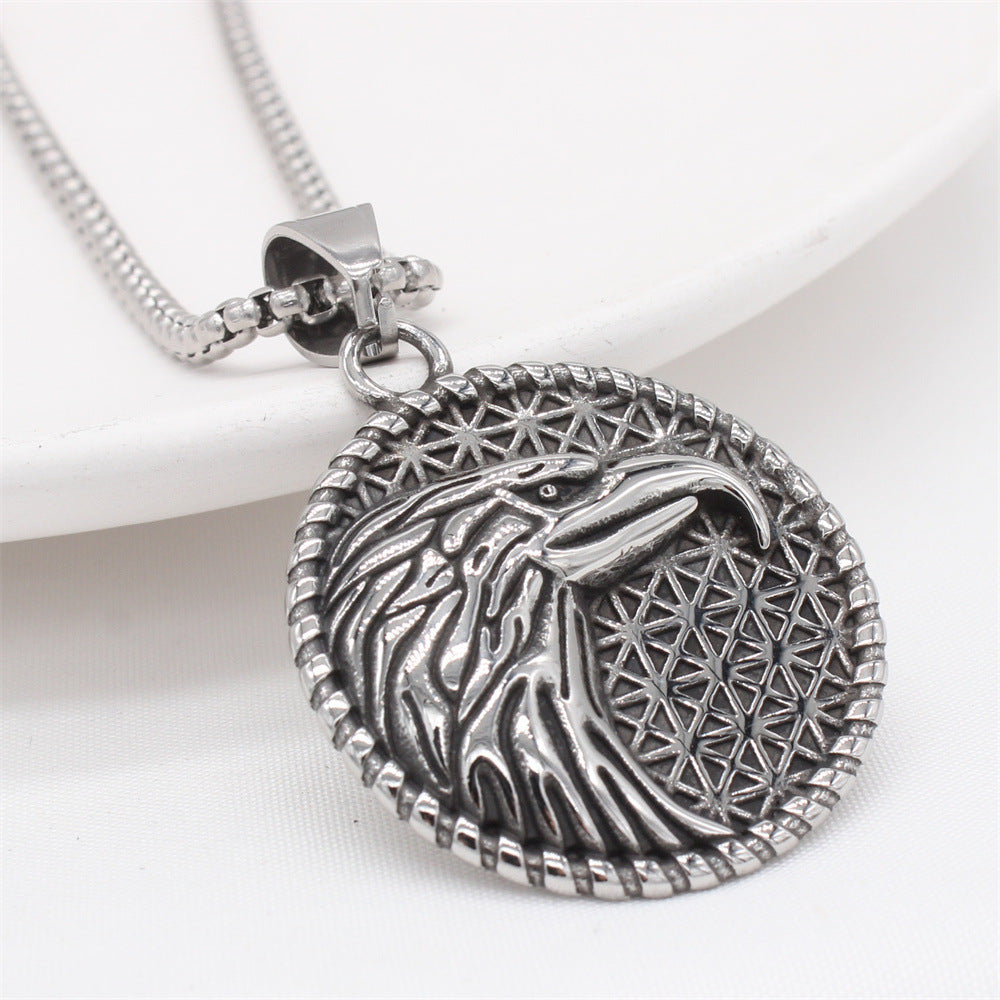 Planderful Everyday Genie – European and American Retro Eagle Men's Titanium Steel Pendant Necklace for Men