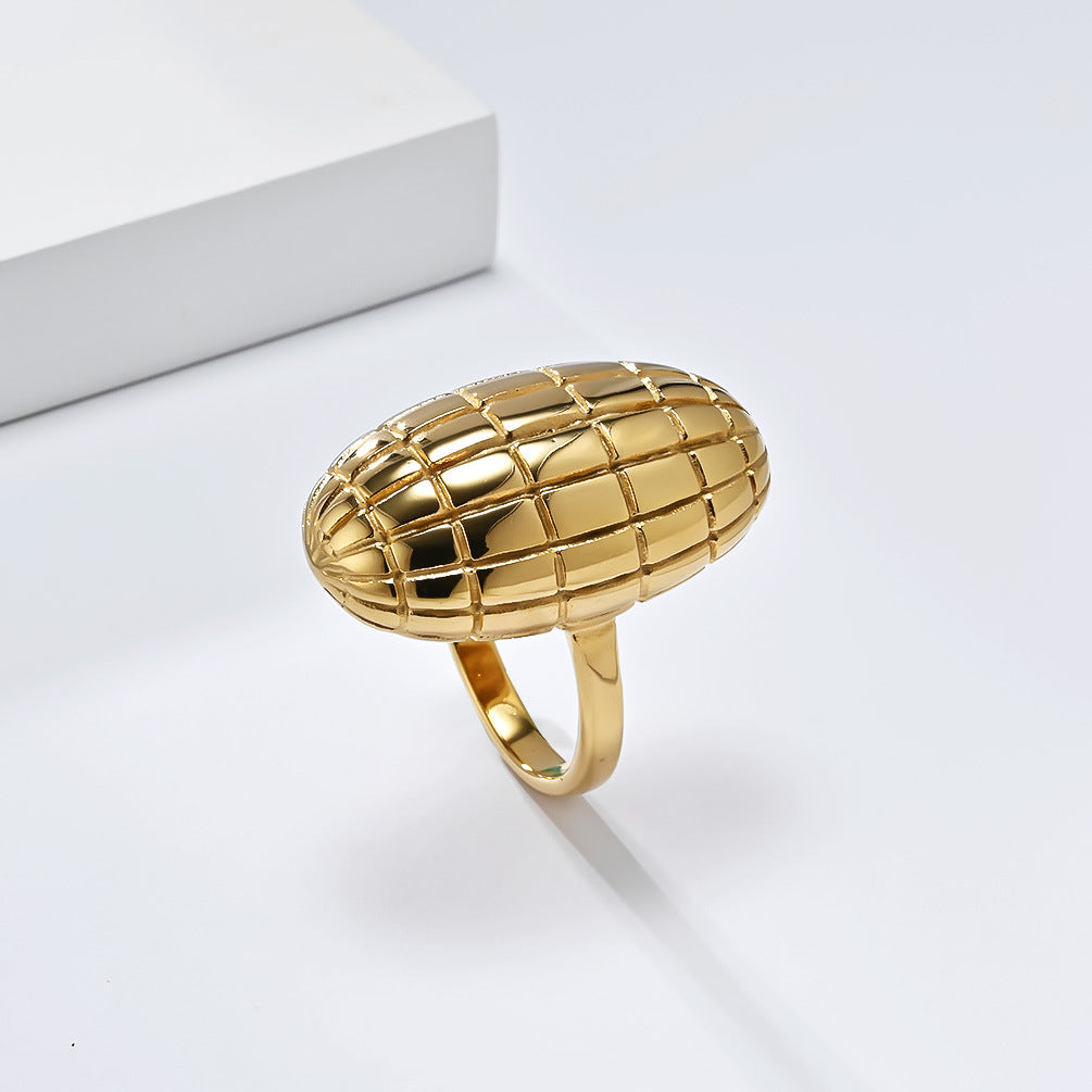 Planderful Gold Plated Titanium Ring For Women Light Luxury Elegant Fashion Jewelry