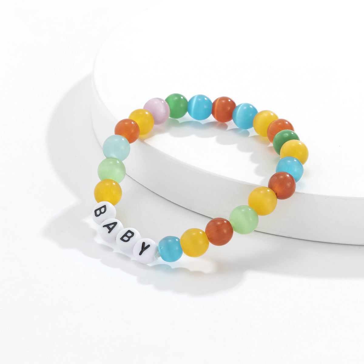 Planderful Vienna Verve Colored Opal Elastic Letter Bracelet For Women And Teens Statement Beaded Accessory