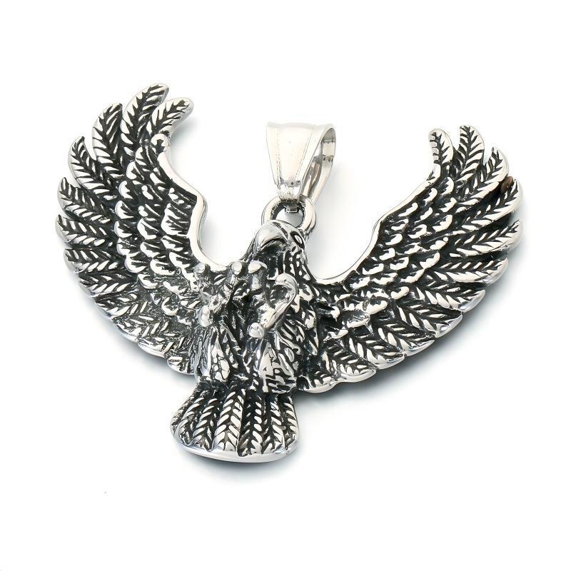Punk Style Bird Of Prey Eagle Pendant Retro Smeared Eagle Wing Owl Necklace