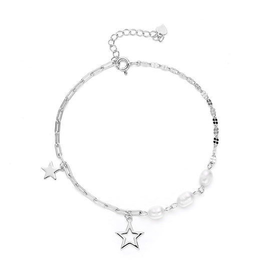 Star Natural Freshwater Pearl Silver Bracelet