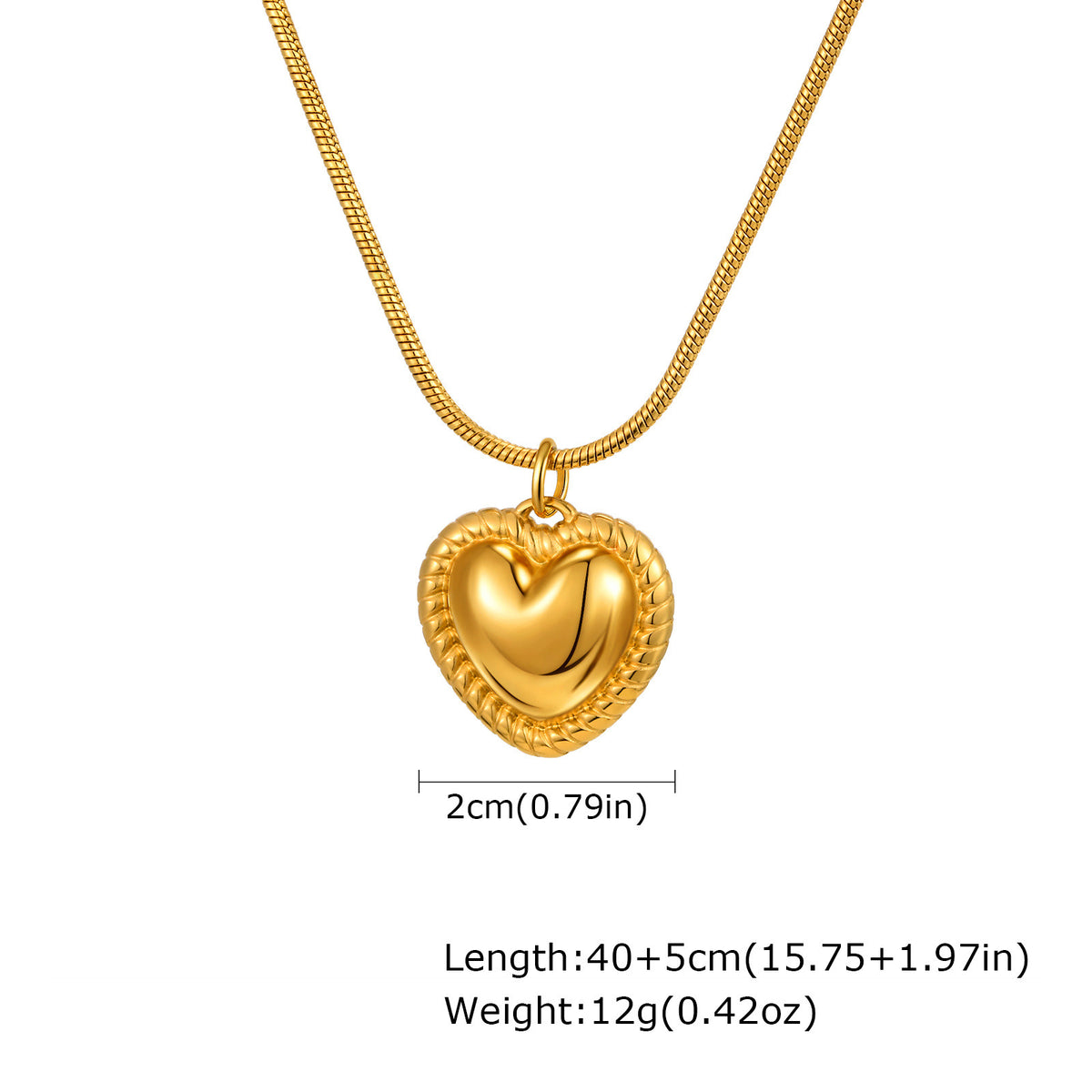 Style Women's Collarbone Chain – Stainless Steel Round Snake Chain Heart-Shaped Necklace