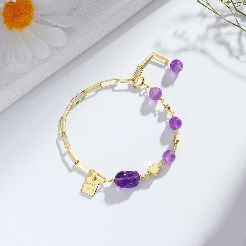 Fortune's Favor Sterling Silver Amethyst Crystal Bracelet