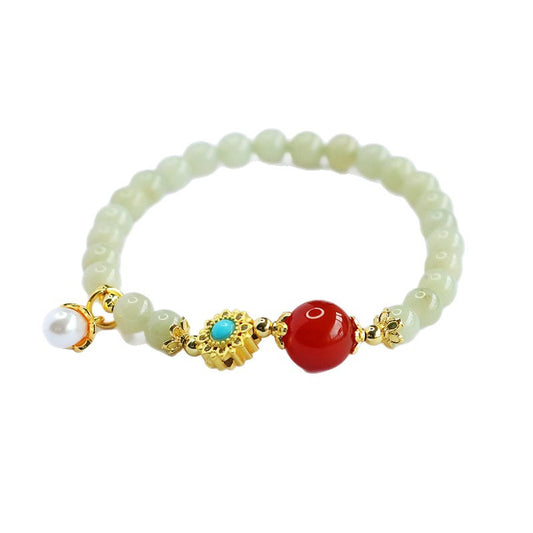 Hetian Jade & Red Agate Fortune Bracelet