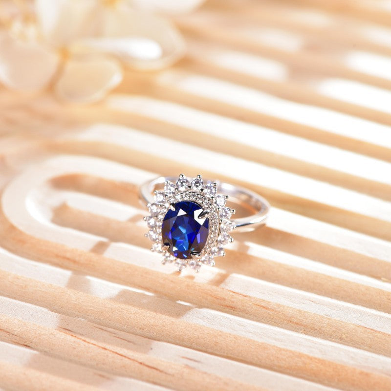 1.5-Carat Royal Sapphire Ring with Double Layer Halo Design