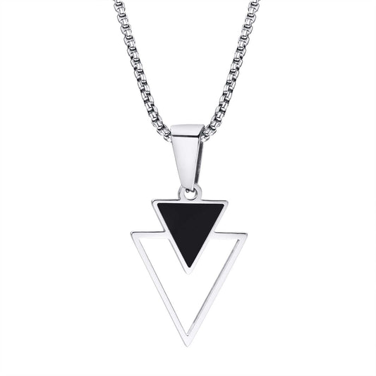 Stainless Steel Triangular Pendant Necklace for Men