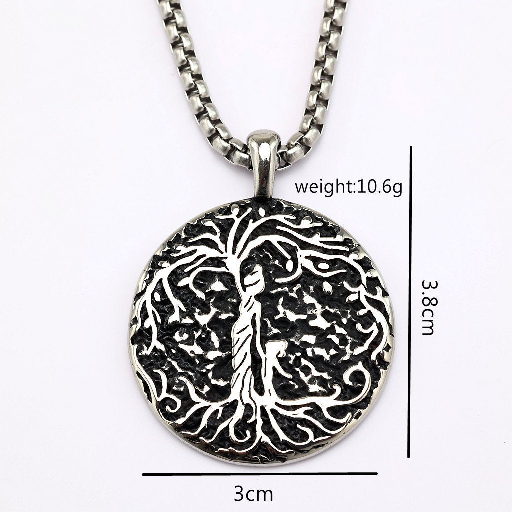Vintage Tree of Life Stainless Steel Pendant Necklace