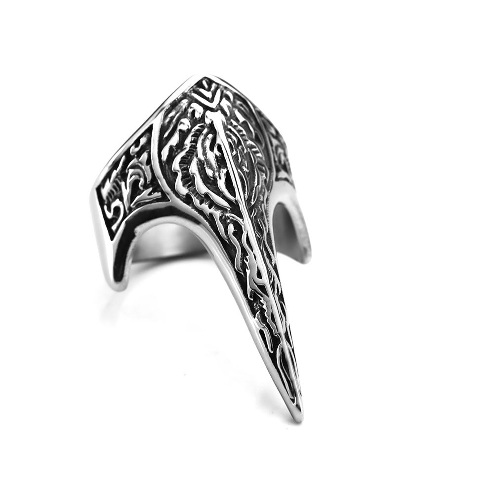 European And American Retro Stainless Steel Men's Ring Personalized Viking Defense Crow Ring