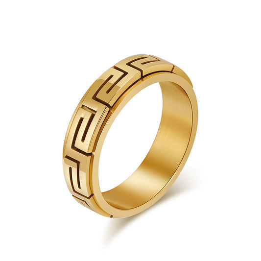 Planderful Great Wall Pattern Rotating Ring for Anxiety Relief Stainless Steel Unisex Index Finger Ring