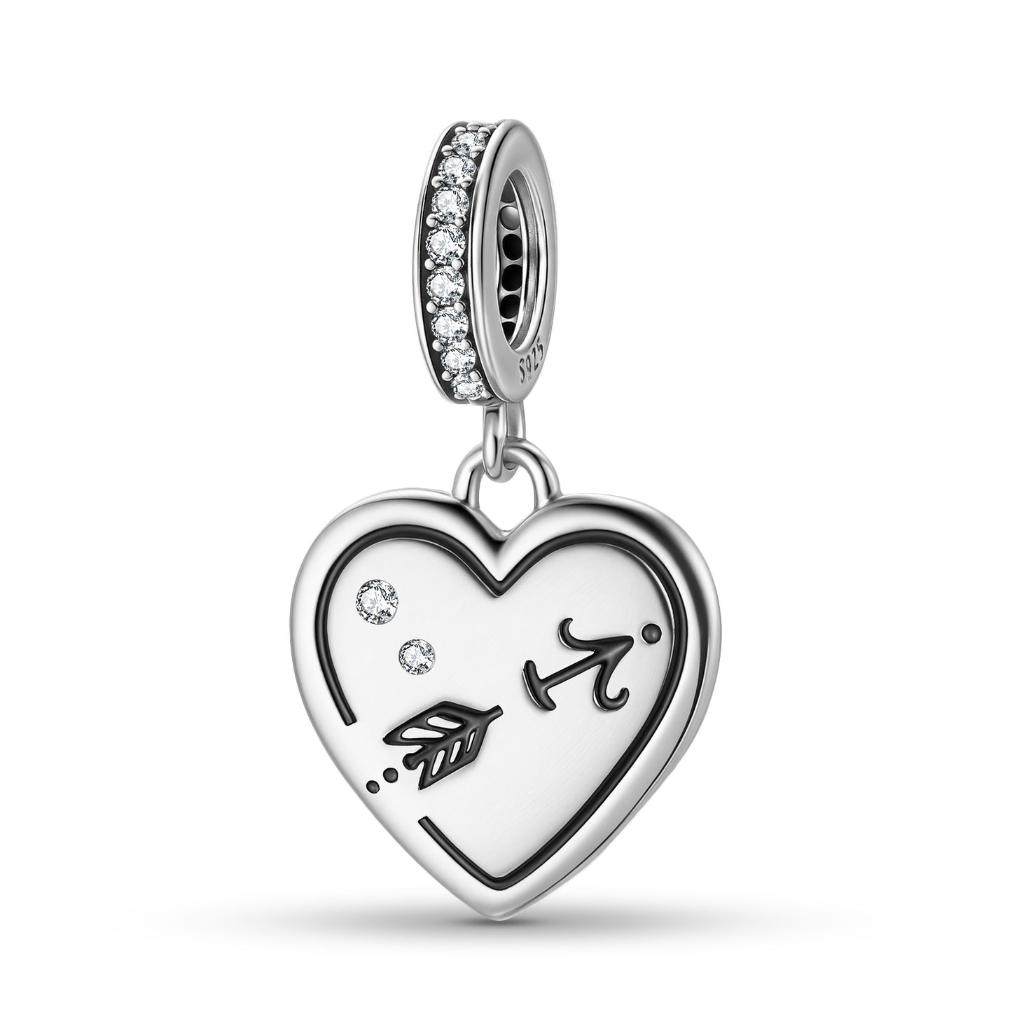 Planderful Jewelry Sterling Silver Heart Shape Zodiac Pendant With Zircon Necklace