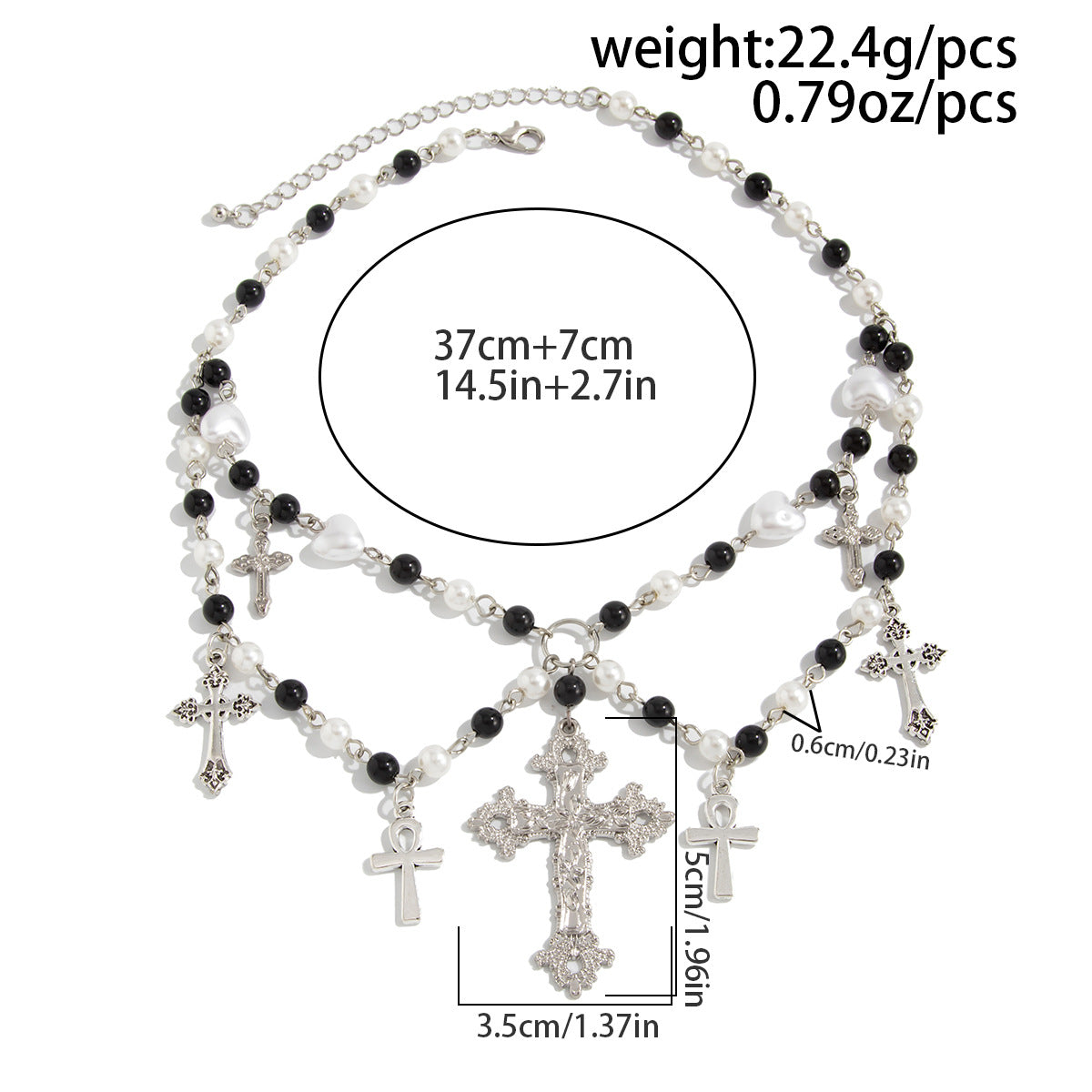 Gothic Cross Pearl-Style Choker