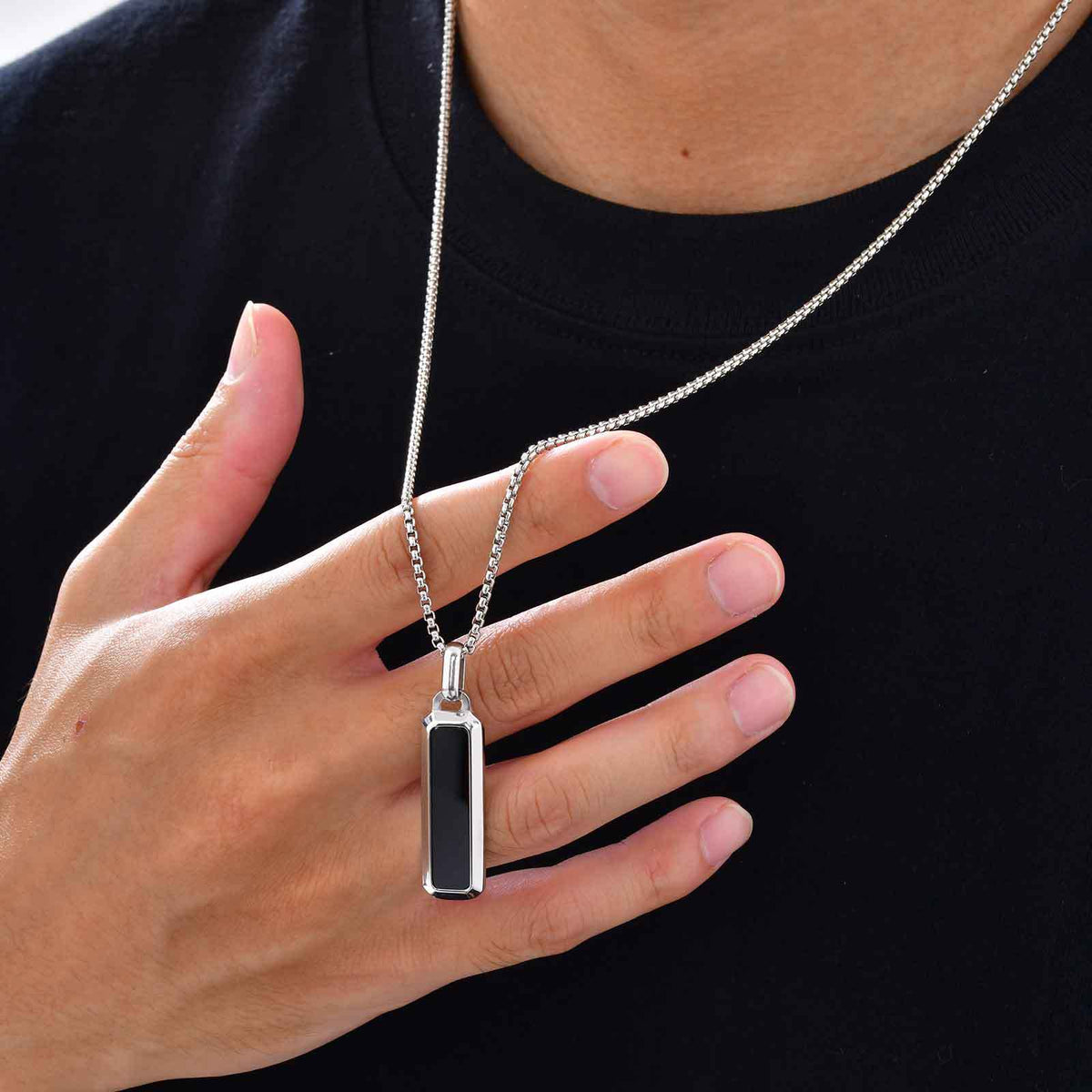 Tiger's Eye Geometric Stainless Steel Necklace for Men