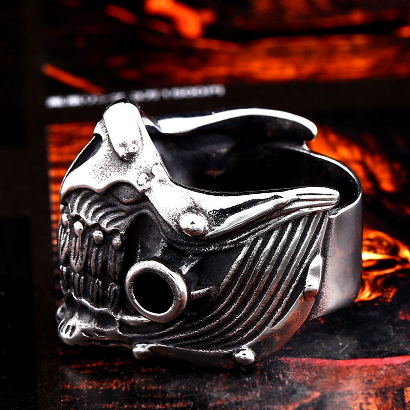 Punk Hip Hop Titanium Steel Skull Ring for Men - Wholesale Retro Design by Planderful