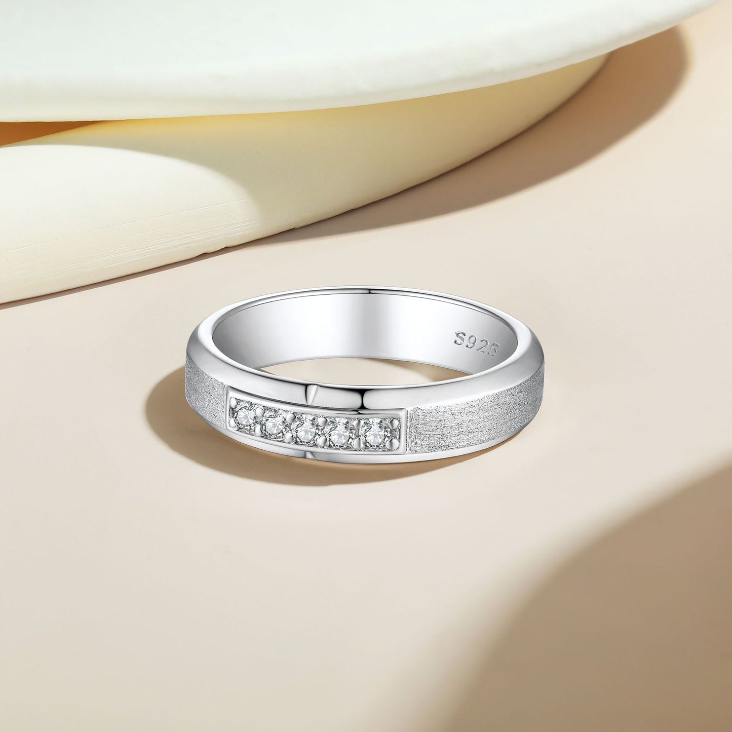 European And American Sterling Silver Brushed Matte Ring S925