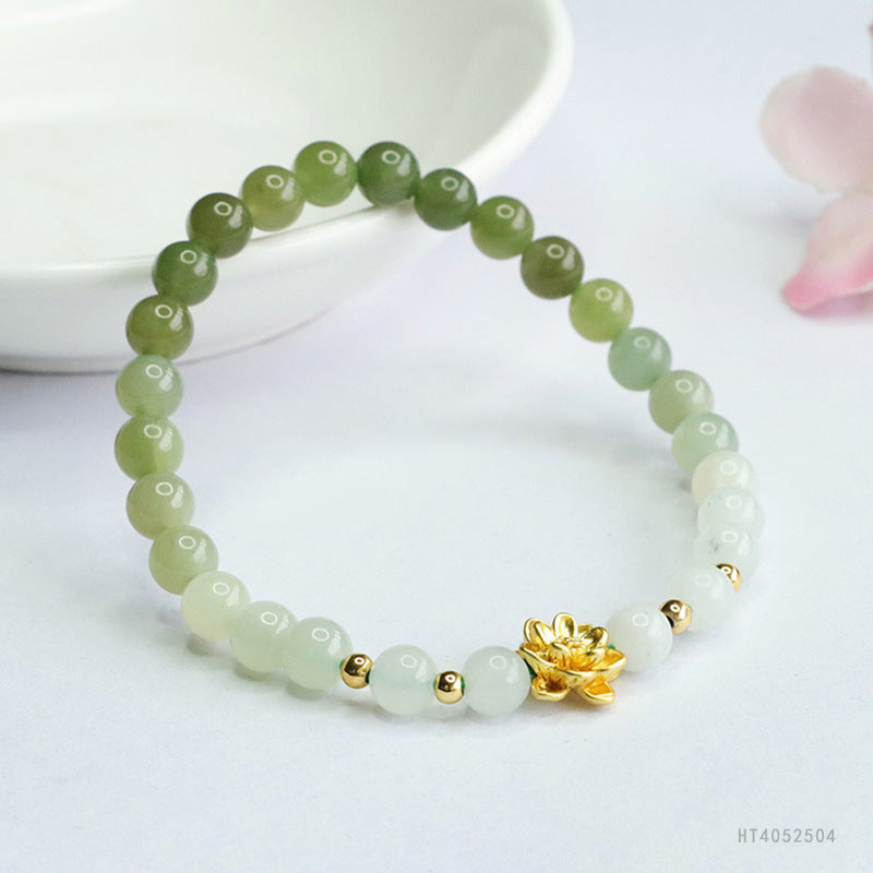 Hetian Jade Lotus Bracelet