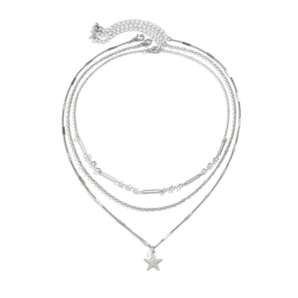 Vienna Verve Alloy Star Necklace and Thin Chain Set