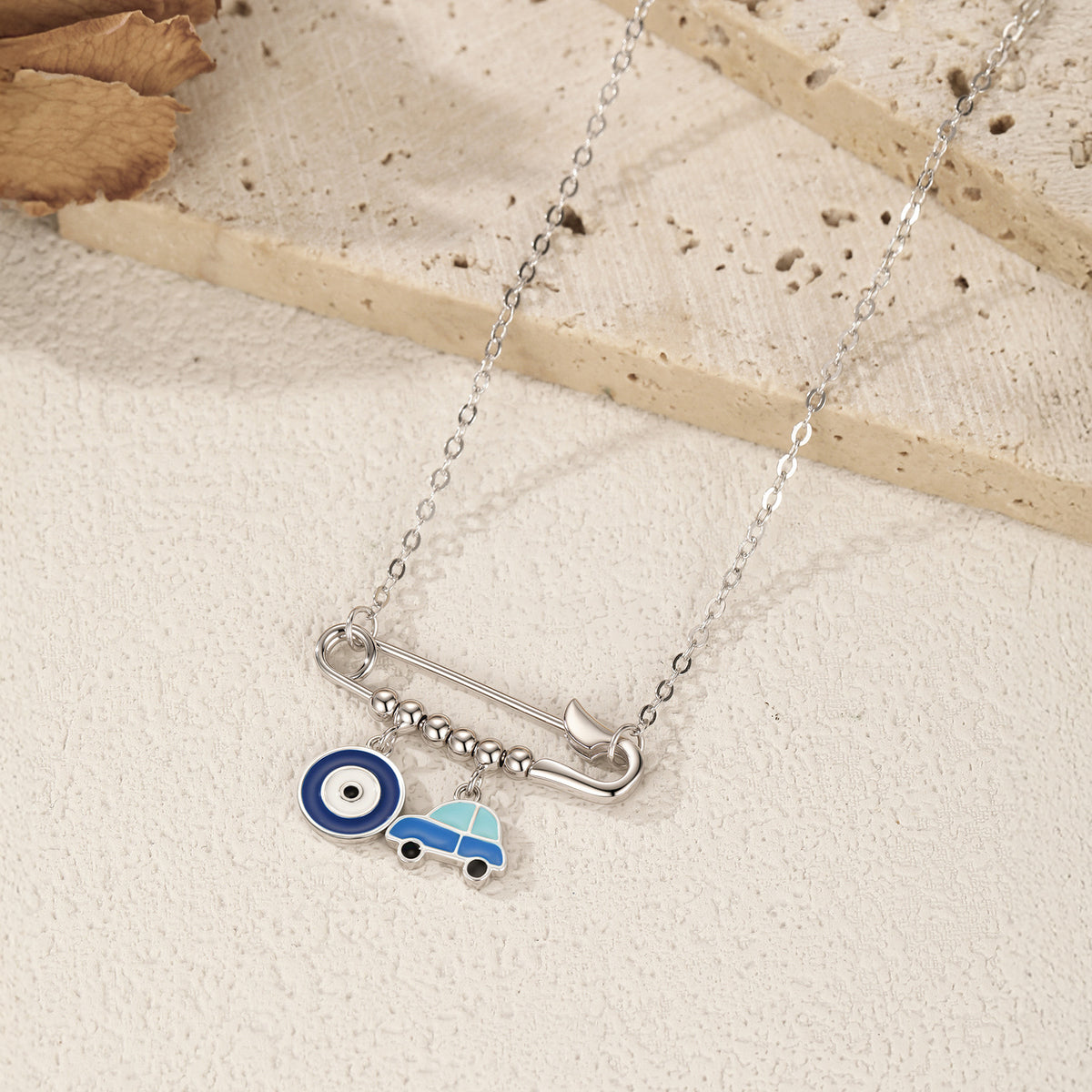 925 Sterling Silver Ghost Eye Paperclip Necklace
