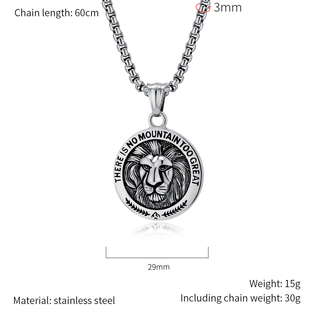 Planderful Lion Head Necklace for Men, Versatile Streetwear Pendant with Hip Hop Retro Style