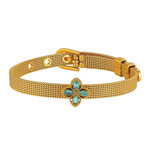 Arrivals And Four-Leaf Clover Stainless Steel Bracelet