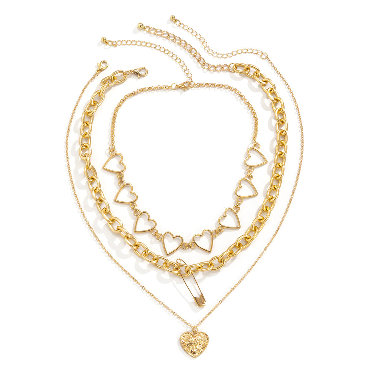 Planderful Vienna Verve Peach Heart Multi Layer Necklace For Women Personalized Temperament Jewelry