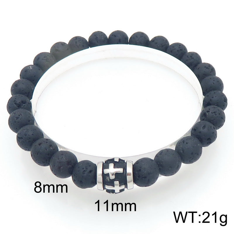 Planderful Genie Beaded Volcanic Stone Men Bracelet