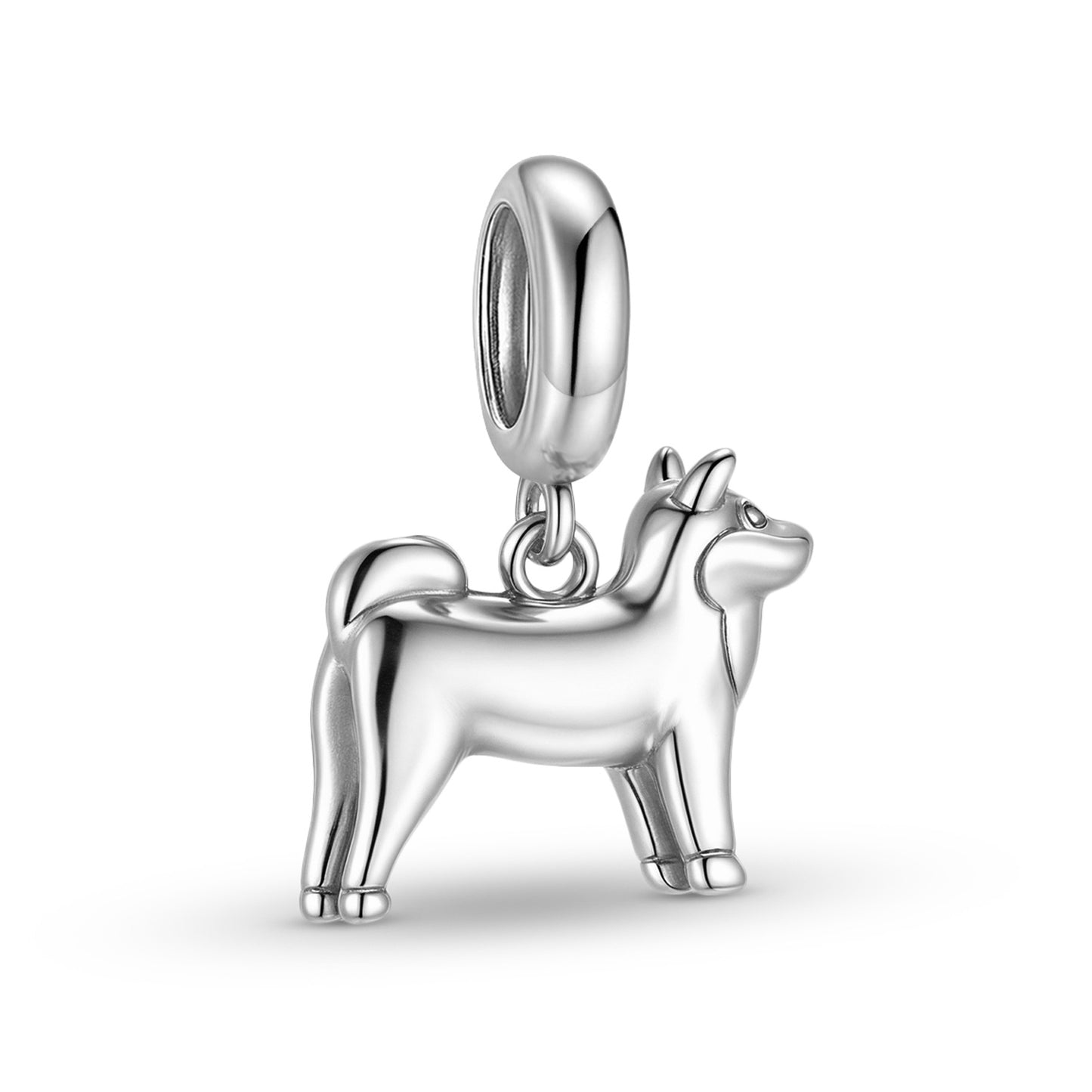 Planderful Jewelry Shiba Inu Pendant Sterling Silver Necklace Oxidized Finish Texture