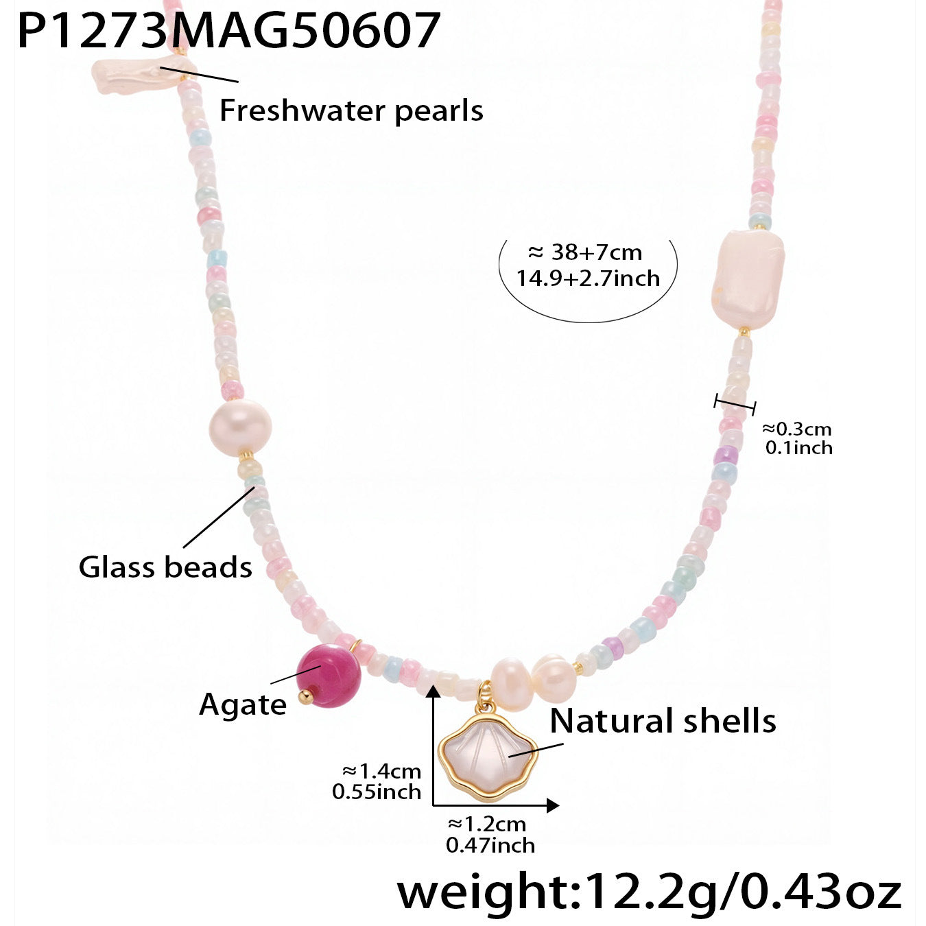 Planderful Flower Agate Necklace Beaded Collarbone Women