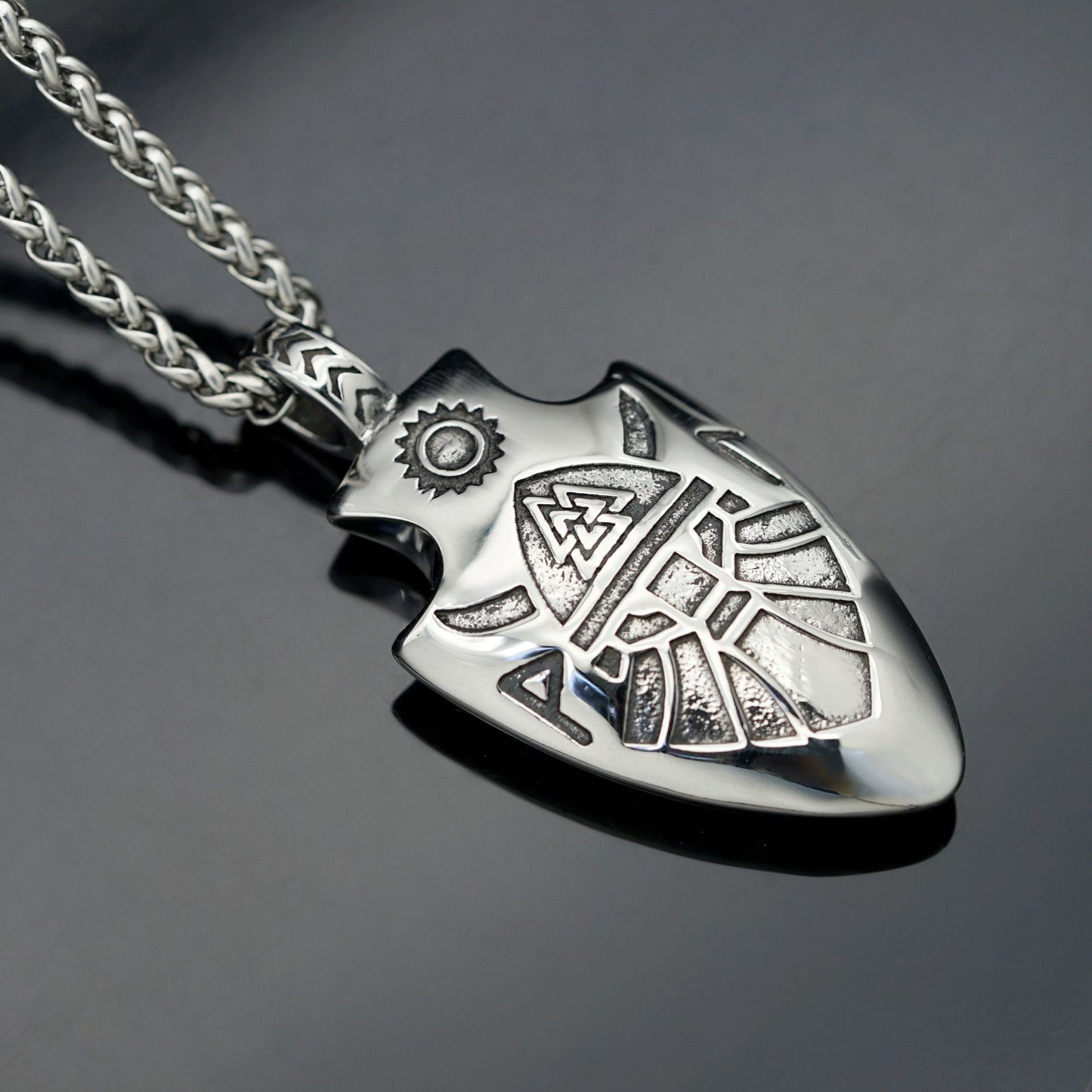 Steel Necklace – Vintage Viking Odin Arrow
