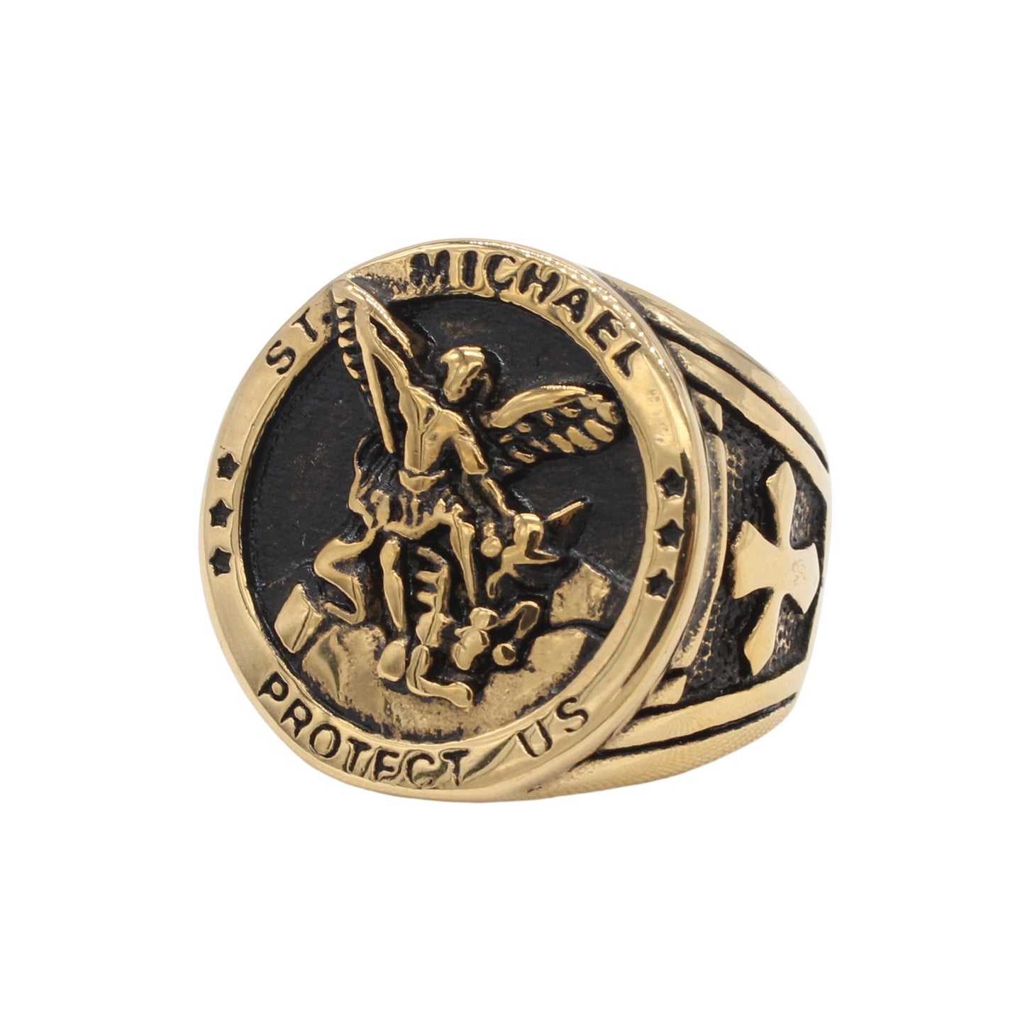 Planderful Everyday Genie Men’s Titanium Steel Ring – European and American Personalized Retro Ancient Greek God of War Angel Design