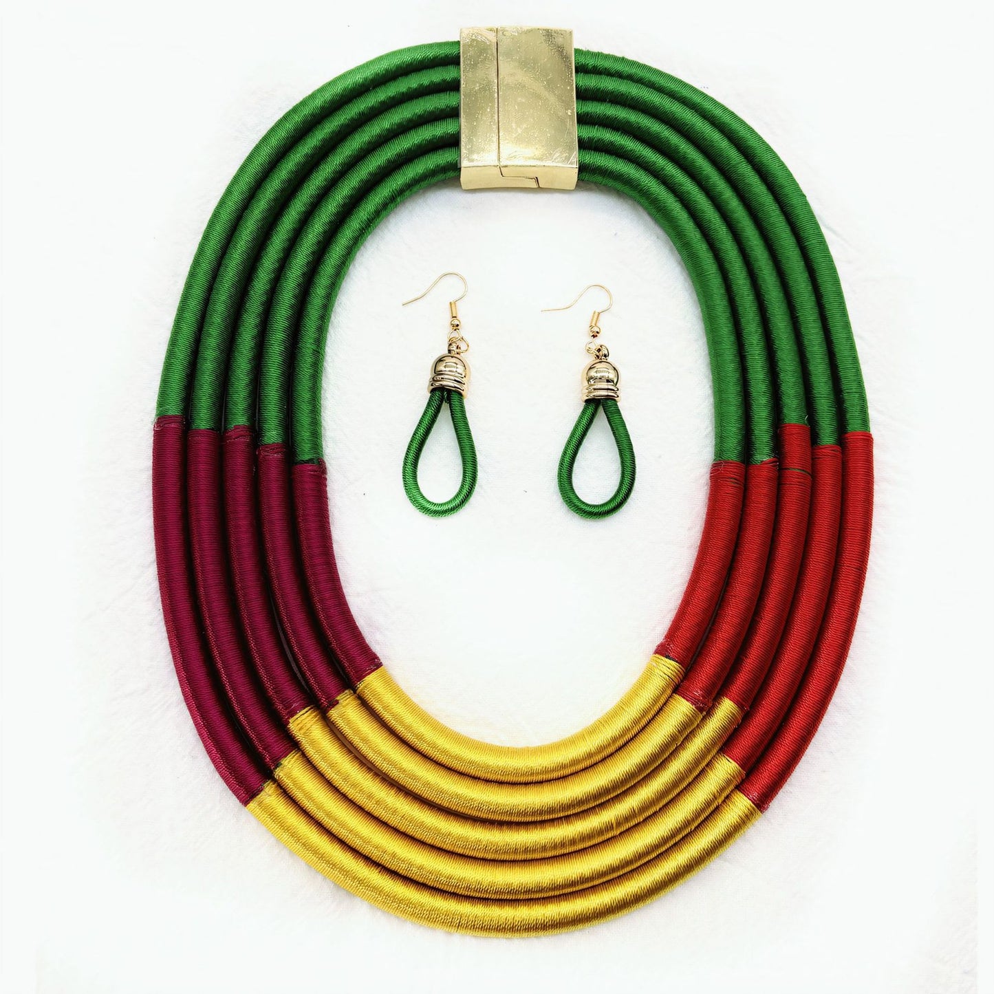 Planderful Savanna Rhythms Necklace and Earrings Set – Fashionable Multi-Layer Design