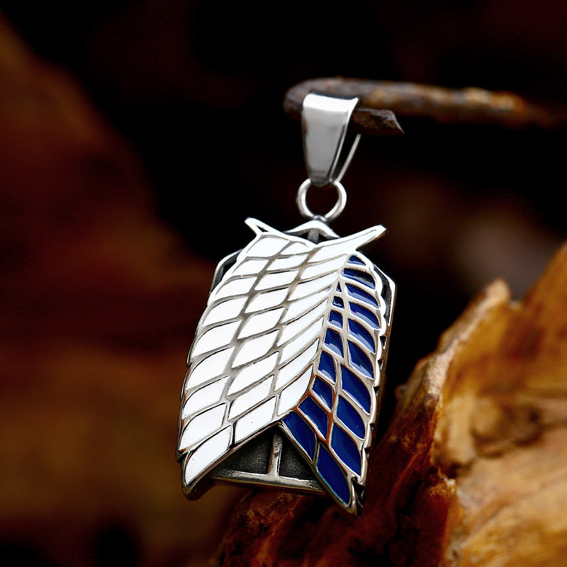 Retro Stainless Steel Wings of Freedom Pendant Jewelry for Men, European and American Style