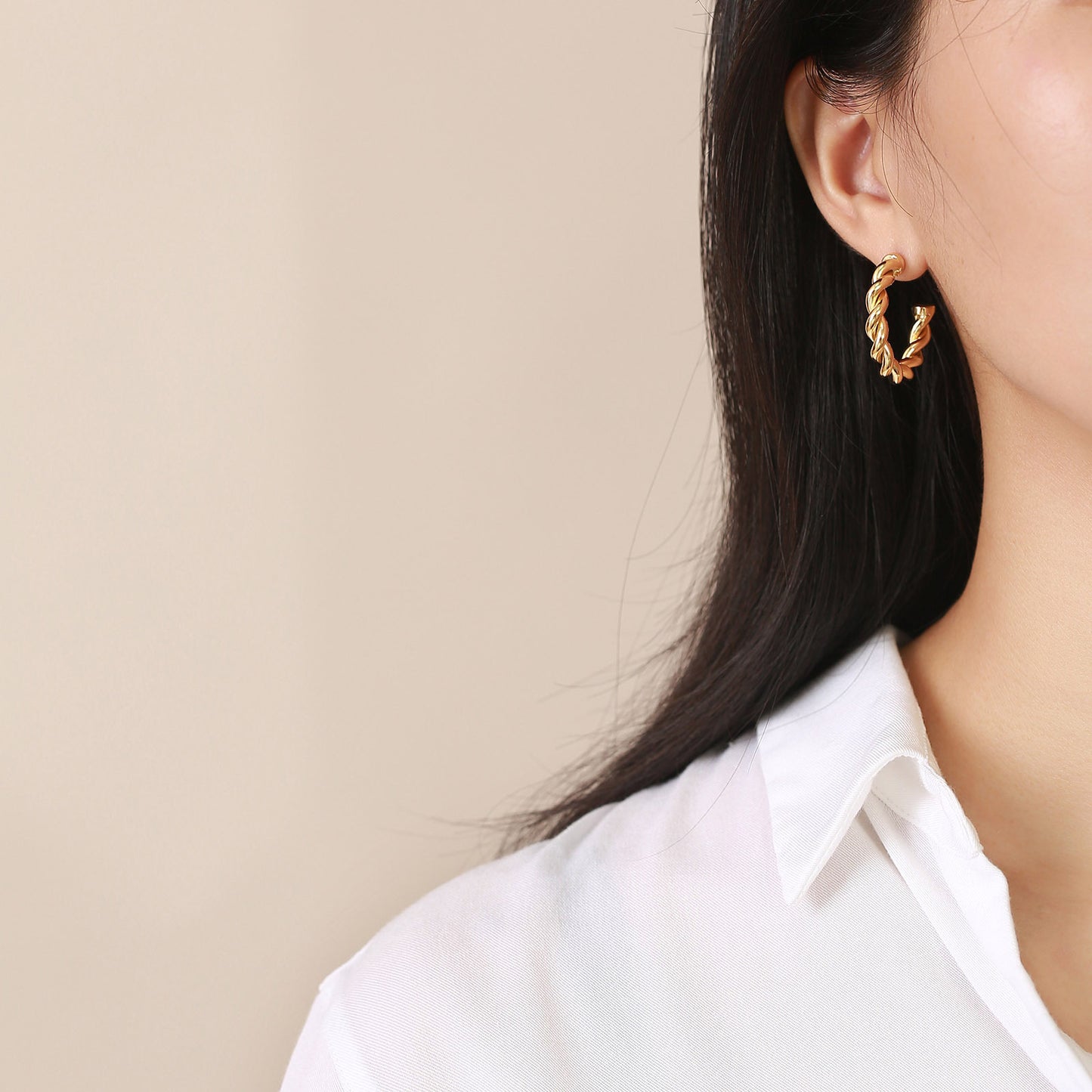 Stainless Steel Twist Earrings Gold Women's Fashion Jewelry