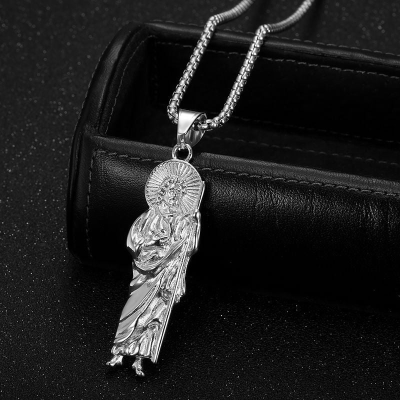 Planderful St Jude Pendant Necklace Gold Plated Stainless Steel Urban Hip Hop Style Jewelry