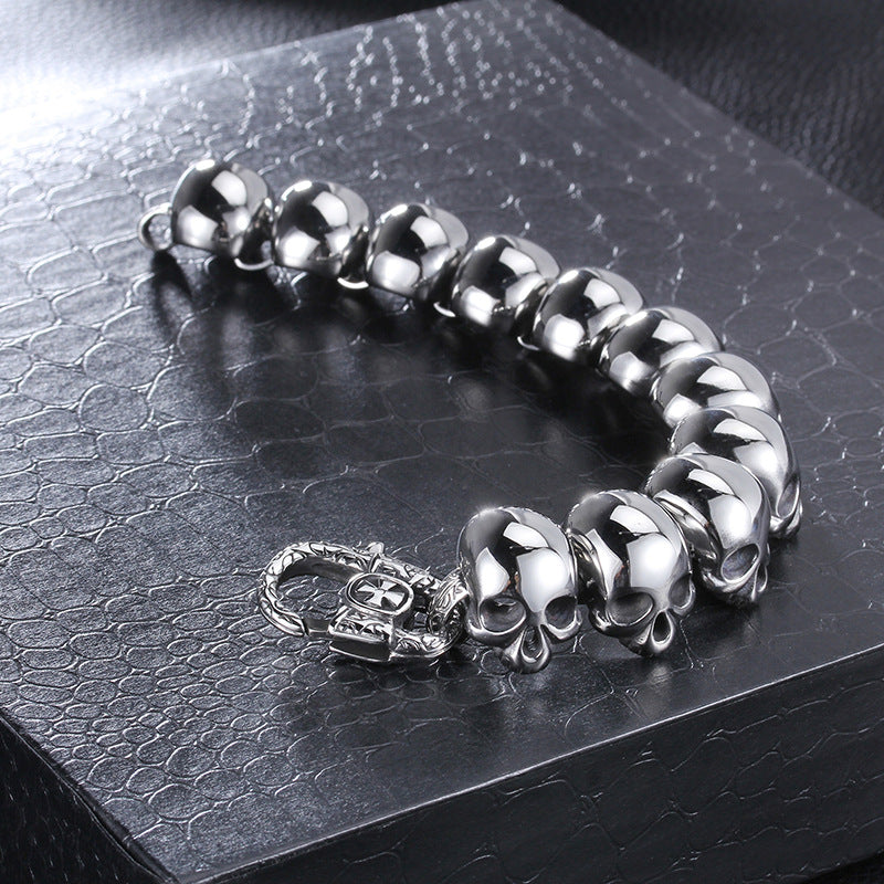 Planderful Titanium Steel Skull Bracelet For Men Trendy