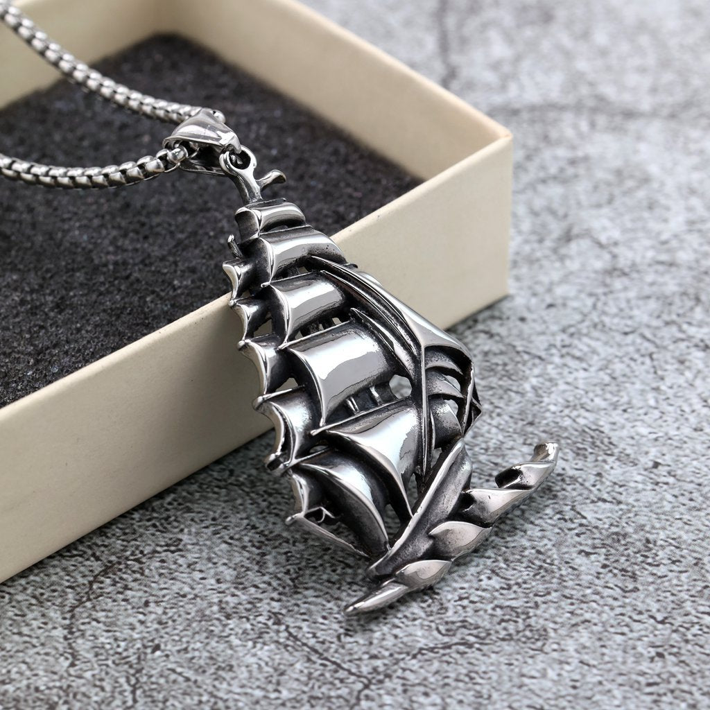 Durable Stainless Steel Sailing Pendant Necklace Unisex Retro Planderful Norse Legacy Collection