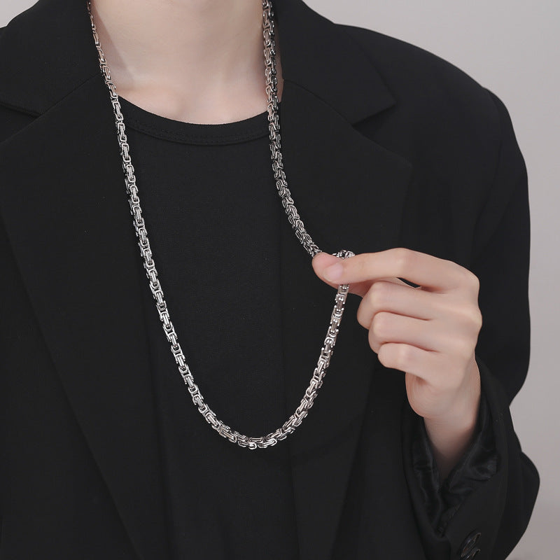 Stainless Steel Necklace - Statement Byzantine Emperor Chain